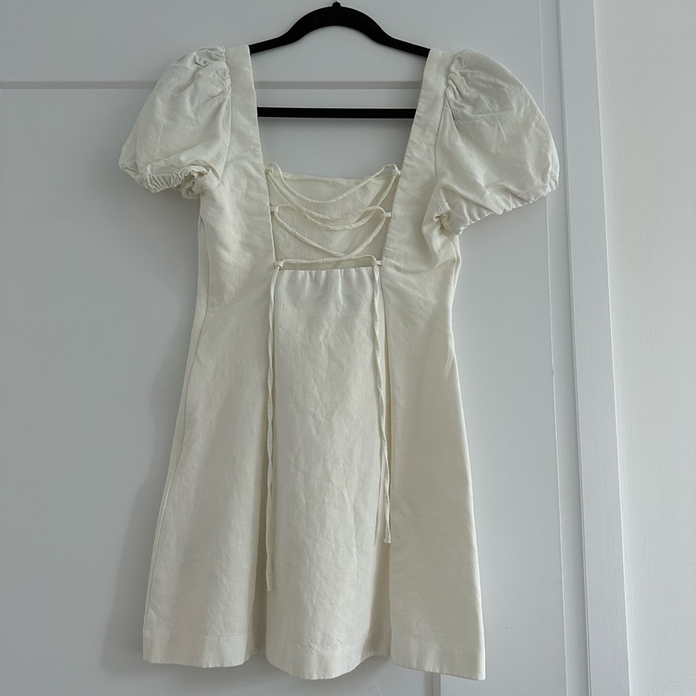 Zara Lace up Linen Dress